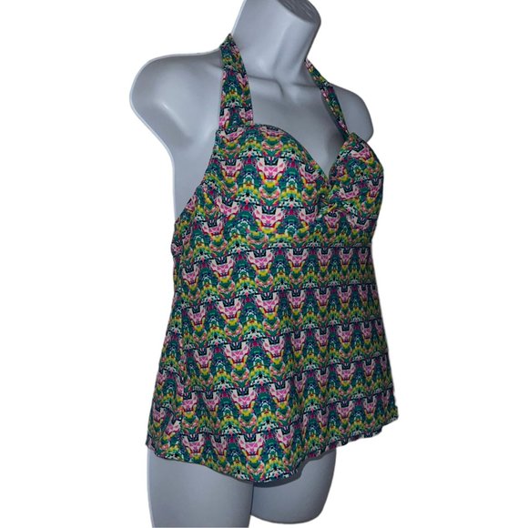 Collections by Catalina Womens Tankini Top Swimsuit L 12 14 Wired Padded Bra - Picture 5 of 10